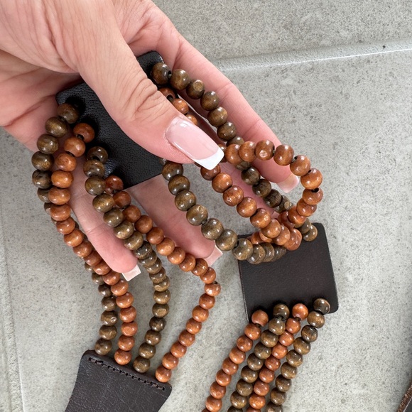 Vintage Esprit brown leather belt with beaded accents - size 80 - 100% leather - Picture 5 of 7